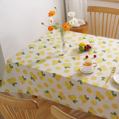 Noords Polyester Katoen Tafelkleed Rechthoekig Citroen Zonnebloem Rooster Print Stofdichte Tafelkleed Voor Eetkamer