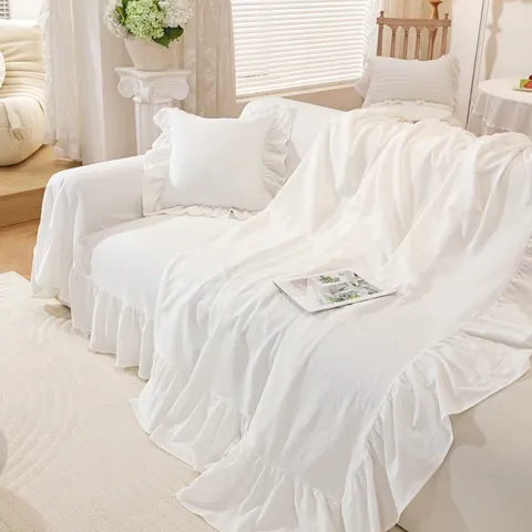 Copridivano Nordic Con Bordo a Gonna Quadri Righe Floreale Poliestere Cotone Antigraffio Protezione Mobili Per Soggiorno Casa