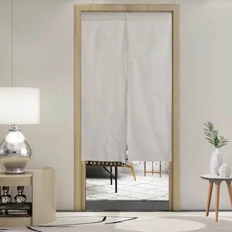 Japanese Style Solid Color Door Curtain Noren With Tassels Polyester Linen Partition Curtain For Kitchen Bedroom No Drill