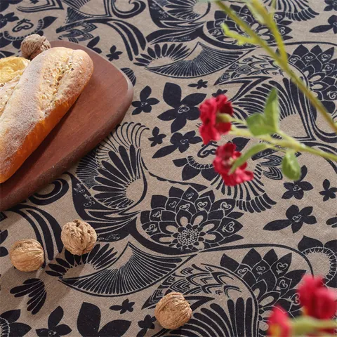 Vintage Botanisch Floral Druck Baumwolle Tischdecke Mit Weißem Spitzenbesatz Retro Kaffeetischdecke Rechteckig Haus Küche Esszimmer Deko