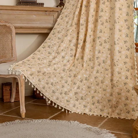 Noorse Pastorale Bedrukte Gordijnen Voor Slaapkamer Woonkamer Halfverduisterend Polyester Katoen Kwastje Gordijn Roede Tas Oogje Haak Top Huisdecoratie
