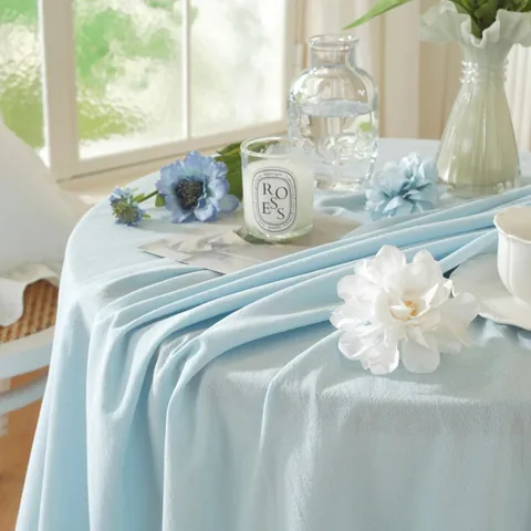French Style Washable Cotton Tablecloth With Ruffles And Tassels Pure Color Square Rectangular Round Dining Table Cover Decor