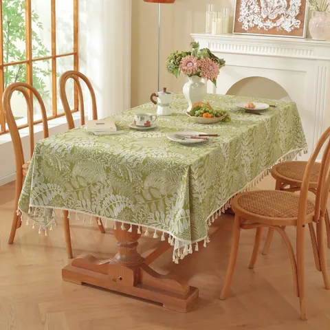 Nordic Floral Plaid Tablecloth With Tassels Rectangular Square Polyester Cotton Table Cover For Dining Picnic Home Decor