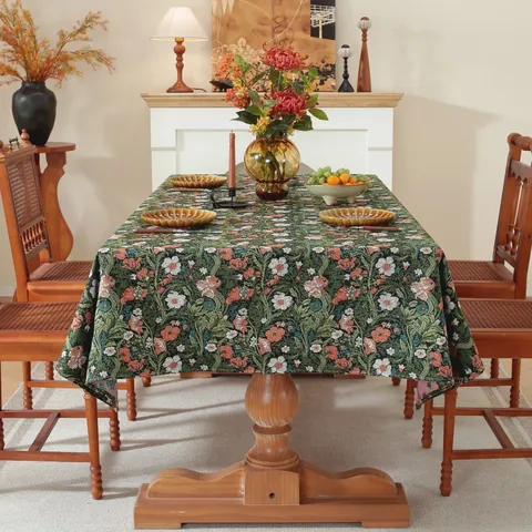 Nappe Jacquard Vintage Américaine Épaisse en Mélange Polyester Coton Rectangulaire Avec Glands Pour Salle à Manger Décoration