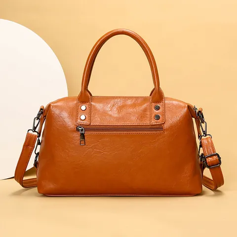 Borsa da Donna Vintage in Pelle PU Boston Grande Capacità Retro Borsa a Tracolla Con Cinturino Regolabile per il Pendolarismo Quotidiano