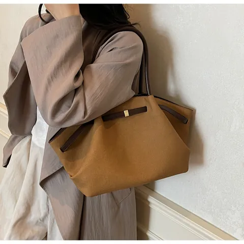 Vintage PU Leder Tote Tasche Für Damen Große Kapazität Minimalistische Schultertasche Mit Metallschnalle Alltag Handtasche