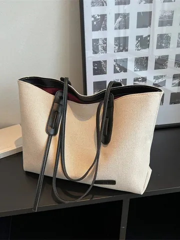 Damen Große Kapazität Leinwand Tragetasche Minimalistisch Vintage Umhängetasche Für Pendeln Schule Täglich Retro Handtasche