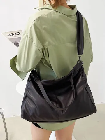 Große Kapazität Soft PU Leder Tragetasche Für Damen Minimalistische Lychee Muster Schulter Umhängetasche Für Den Alltag