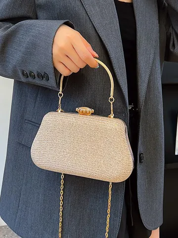 Luxe Avondtas Voor Dames Met Pailletten En Strass Metalen Handvat Glitter Mini Clutch Voor Bruiloft Feest Crossbody Tas