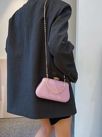 Luxe Avondtas Voor Dames Met Pailletten En Strass Metalen Handvat Glitter Mini Clutch Voor Bruiloft Feest Crossbody Tas