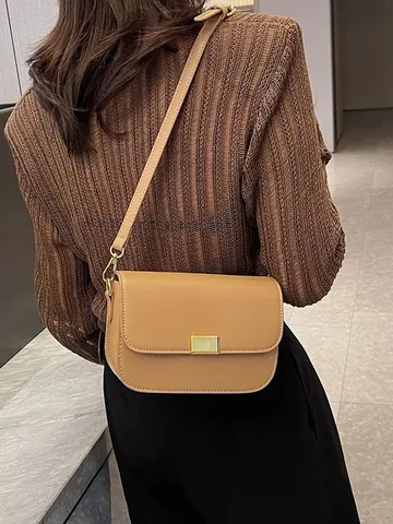 Borsa a Tracolla Piccola Quadrata in Pelle PU Vintage da Donna Semplice Borsa a Spalla con Fibbia in Metallo Dorato Borsa alla Moda