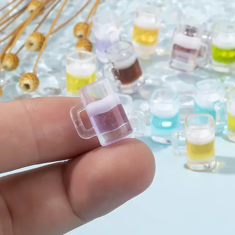 Miniature Resin Beer Mug Charms For DIY Crafts Food Play Dollhouse Decoration Assorted Colors Drink Pendants Resin Accessories