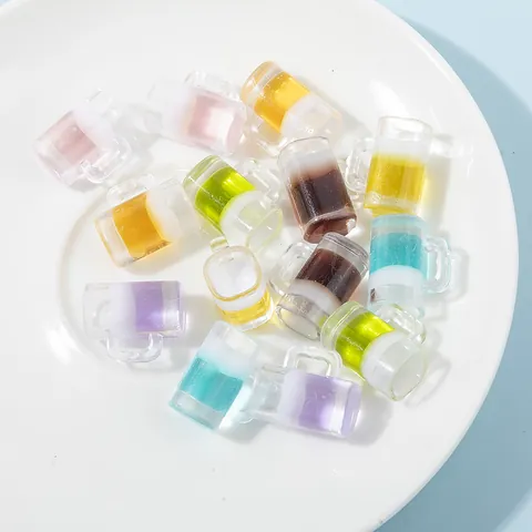 Miniature Resin Beer Mug Charms For DIY Crafts Food Play Dollhouse Decoration Assorted Colors Drink Pendants Resin Accessories