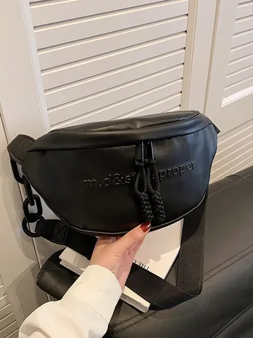 Fashion Women PU Leather Half Moon Shoulder Bag Adjustable Chain Strap Crossbody Underarm Bag Solid Color Hobo Bag Purse