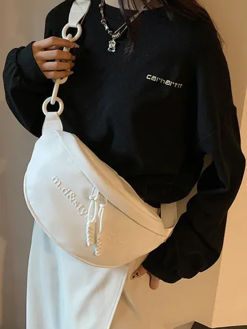 Fashion Women PU Leather Half Moon Shoulder Bag Adjustable Chain Strap Crossbody Underarm Bag Solid Color Hobo Bag Purse
