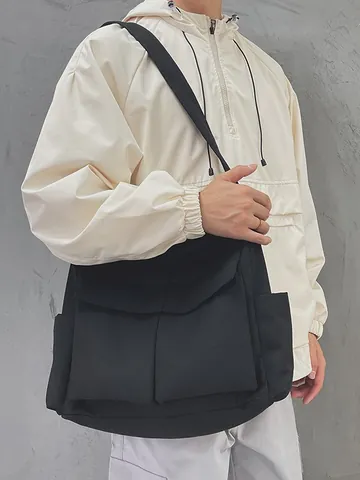 Vintage Japanische Workwear Segeltuch Umhängetasche Große Kapazität Multi Tasche Crossbody Schultertasche Für Damen Studenten Alltag