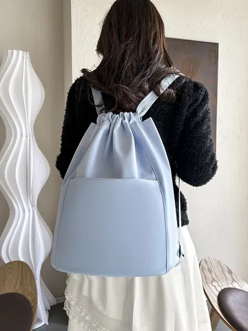 Sac À Dos À Cordon Minimaliste Pour Femme Nylon Durable Léger Grande Capacité Yoga Sac De Sport Voyage Loisirs