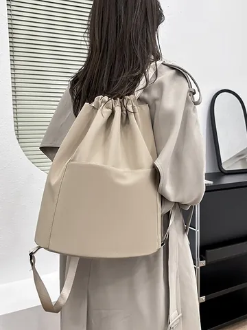 Sac À Dos À Cordon Minimaliste Pour Femme Nylon Durable Léger Grande Capacité Yoga Sac De Sport Voyage Loisirs