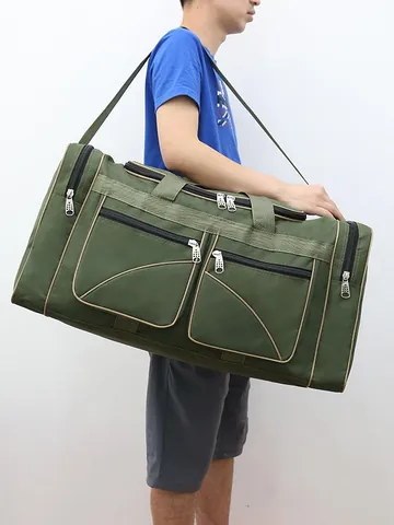Grand Sac de Voyage en Tissu Oxford Multi-Poches Sac à Main Léger Sac à Bandoulière Sac de Sport pour Voyage d'Affaires