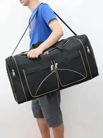 Grand Sac de Voyage en Tissu Oxford Multi-Poches Sac à Main Léger Sac à Bandoulière Sac de Sport pour Voyage d'Affaires