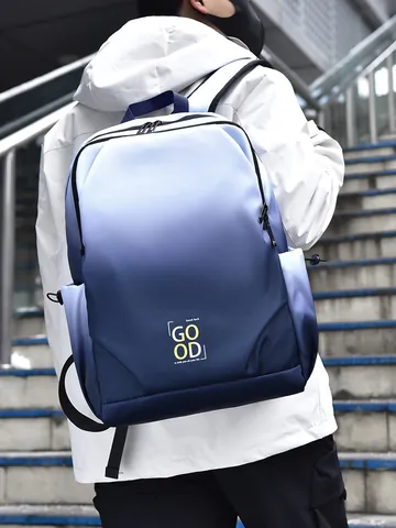 Fashion Gradient Large Capacity Waterproof Oxford Backpack With Letter Print Laptop Compartment For School Travel Unisex