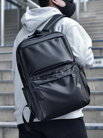 Sac à Dos Décontracté Business Imperméable en PU de Grande Capacité Pour Hommes Femmes Navette Urbaine Sac Pour Ordinateur Portable 15.6 Pouces Street Fashion