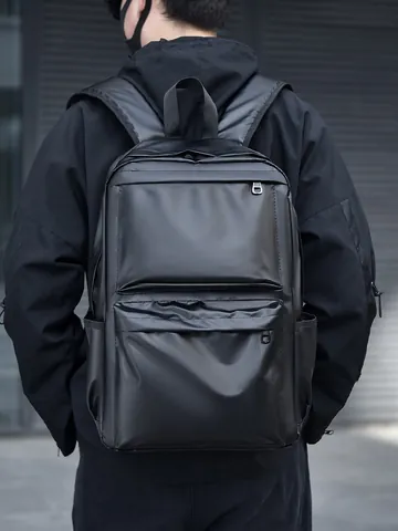 Sac à Dos Décontracté Business Imperméable en PU de Grande Capacité Pour Hommes Femmes Navette Urbaine Sac Pour Ordinateur Portable 15.6 Pouces Street Fashion
