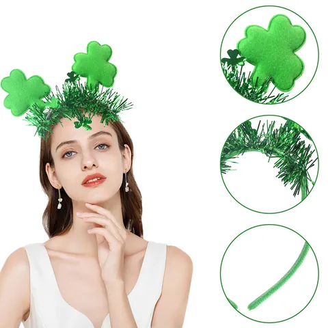 Πράσινη Στέκα Τριφύλλι St. Patrick's Day Με Πούλιες Καπέλο Καλικάντζαρου Ιρλανδικό Φεστιβάλ Διακόσμηση Πάρτι Αξεσουάρ Μαλλιών Παιδιά Ενήλικες