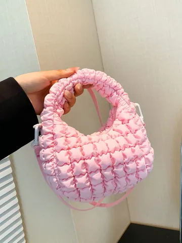 Women Korean Style Cloud Pleated Shoulder Bag Fashion Quilted Bubble Crossbody Bag Large Capacity Casual Dumpling Handbag