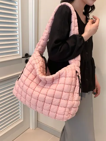 Vrouwen Grote Capaciteit Gewatteerde Puffer Tas Zacht Nylon Rooster Wolk Schoudertas Casual Mode Draagzak Voor Dagelijks Gebruik