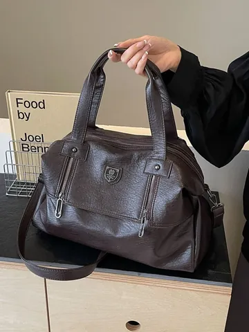 Borsa Tote da Donna in Pelle PU di Grande Capacità Borsa a Mano Boston Retro Occidentale Con Tracolla Regolabile da Viaggio