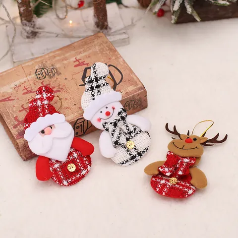 Addobbi Natalizi in Peluche a Quadri Babbo Natale Pupazzo di Neve Renna Pendenti per Albero di Natale Festa Casa Regali