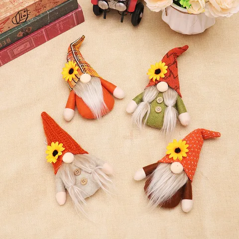 Harvest Festival Sunflower Gnome Pendant Handmade Faceless Plush Doll Hanging Ornament For Thanksgiving Autumn Home Decor