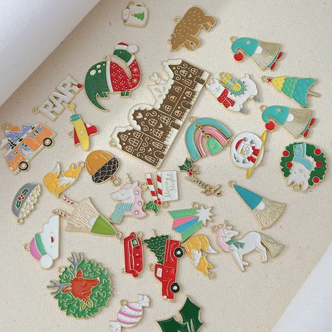 Kerst Emaille Legering DIY Hangers Kerstman Sneeuwpop Eland Rendier Voor Armband Ketting Sieraden Maken Accessoires