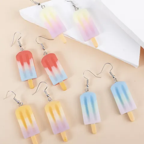 Orecchini Pendenti a Forma di Ghiacciolo Creativi in Resina Lega Sfumati Stile Cibo Gioielli Estivi Accessori da Donna Ragazza