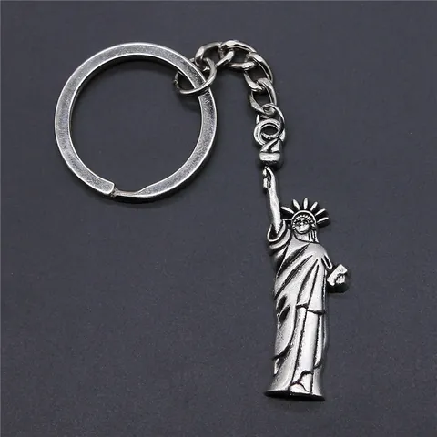 Vintage Zinklegering Vrijheidsbeeld Sleutelhanger Metalen Sleutelring Reissouvenir Voor Rugzakhanger Cadeau Voor Mannen Vrouwen
