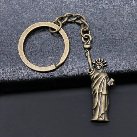 Vintage Zinklegering Vrijheidsbeeld Sleutelhanger Metalen Sleutelring Reissouvenir Voor Rugzakhanger Cadeau Voor Mannen Vrouwen