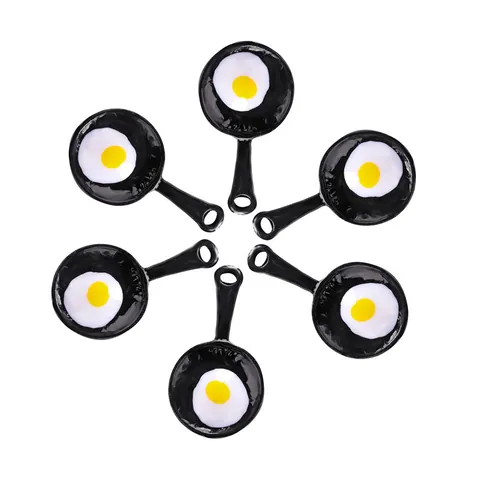 Zinc Alloy Enamel Simulation Poached Egg Frying Pan Pendant For DIY Jewelry Making Keychain Craft Pendant Only (Without Chain)