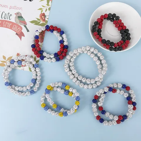 Hip Hop Rhinestone Disco Ball Beaded Necklace For Men Women Adjustable Polymer Clay Rhinestone Ball Neck Chain Jewelry Gift