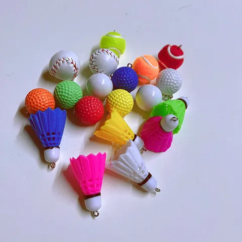 Mini Sports Ball Pencil Charms For DIY Jewelry Making Keychains Tennis Basketball Baseball Golf Ball Pencil Pendants