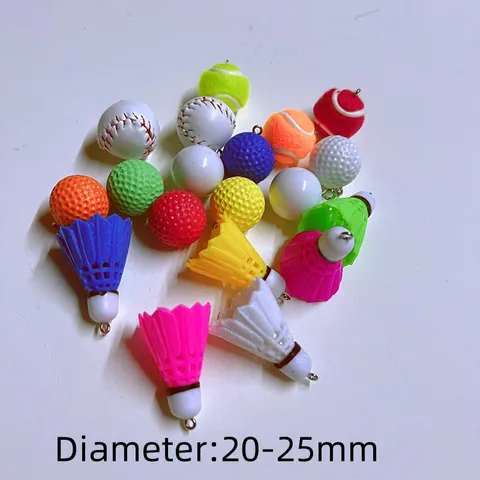 Mini Sports Ball Pencil Charms For DIY Jewelry Making Keychains Tennis Basketball Baseball Golf Ball Pencil Pendants