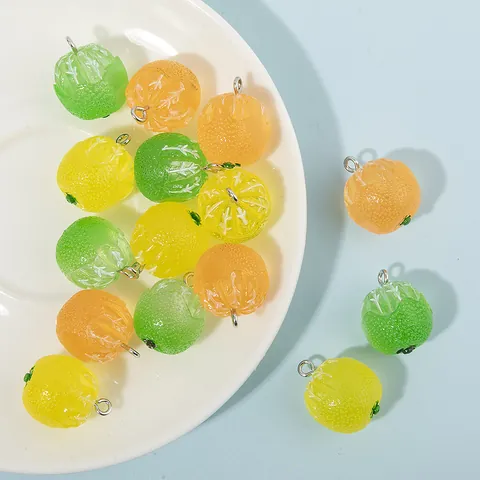 Realistic Mini Resin Fruit Charms For DIY Earrings Jewelry Making Orange Lemon Lime Shape Pendant Accessories