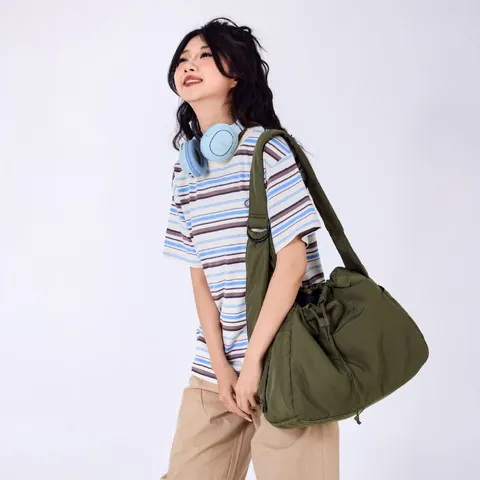 Große Kapazität Oxford Nylon Kordelzug Schultertasche Vielseitige Leichte Lässige Hobo Umhängetasche Für Damen Täglich Reisen