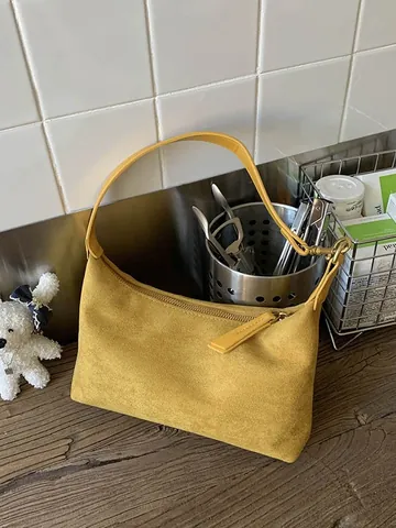 Vintage Suede-look PU Leather Hobo Bag Minimalist Half-moon Shoulder Bag Crossbody Dumpling Tote For Women Daily Commute