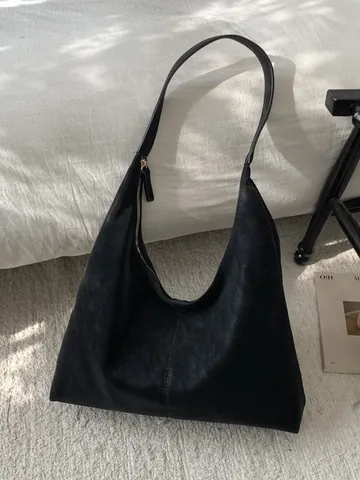 Damen Retro Große Kapazität Wildleder Matte PU Leder Hobo Tasche Minimalistisch Vintage Schultertasche Für Alltag