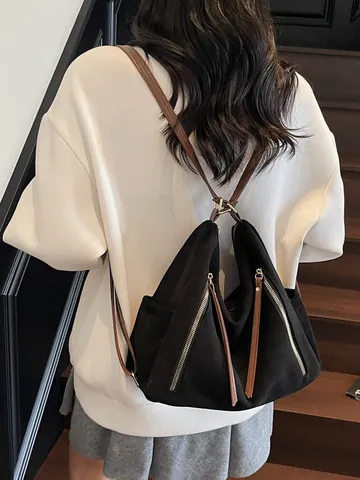 Zaino da Donna in Pelle PU Opaca Vintage Borsa a Tracolla Multiuso Tote Crossbody Bag Grande Capacità Minimalista Urbana