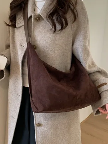 Bolso Hobo de Gamuza Vintage para Mujer Gran Capacidad Minimalista Retro Cuero PU Bolso de Hombro Tote para Viaje Diario