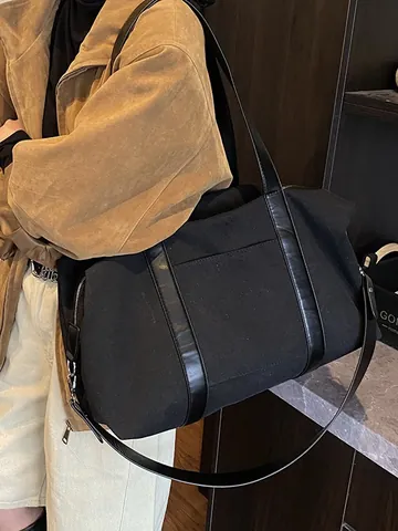 Bolso Tote de Lona Vintage de Gran Capacidad para Mujer Casual Desplazamiento Bolso de Hombro Bolso de Mano Viaje Bolso de Compras Minimalista