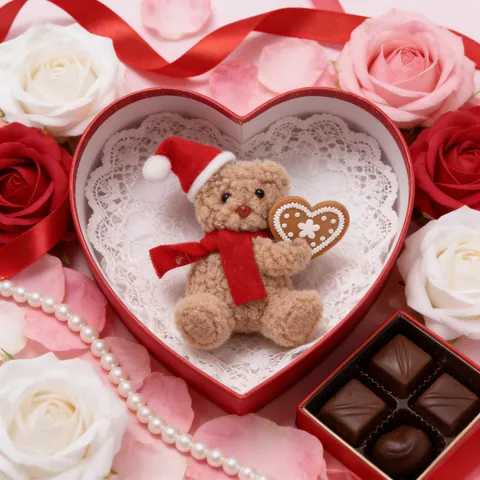 Adorno Colgante de Peluche de Oso de Navidad Con Gorro Rojo Bufanda Corazón Pan de Jengibre Decoración para árbol Fiesta Regalo