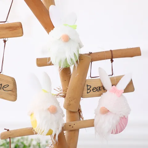 Easter Gnome Hanging Ornament Plush Bunny Ears Faceless Dwarf Elf Eggshell Decoration For Holiday Home Party Gift